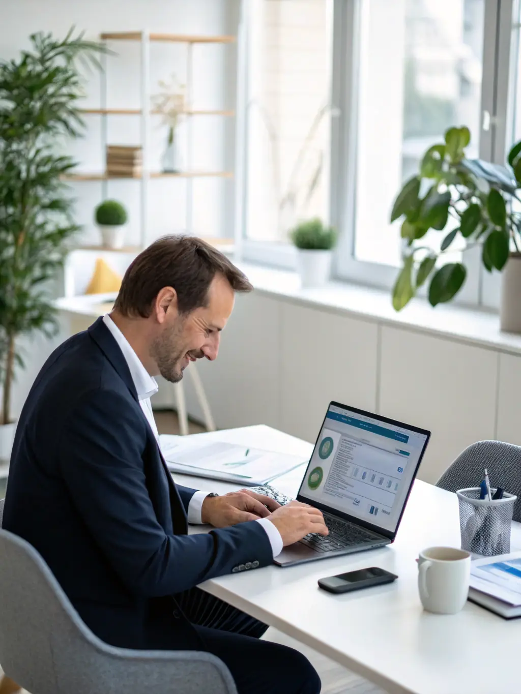 An image depicting a customer service representative interacting with a customer through an AI-powered chatbot, showcasing improved customer service and personalized support.